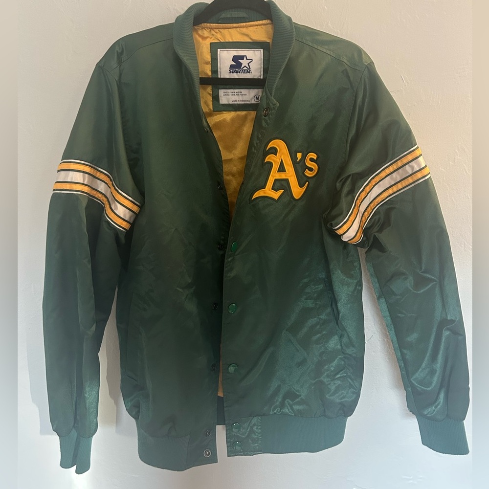 Vintage Oakland Athletics Starter Green and Gold Varsity Bomber Jacket